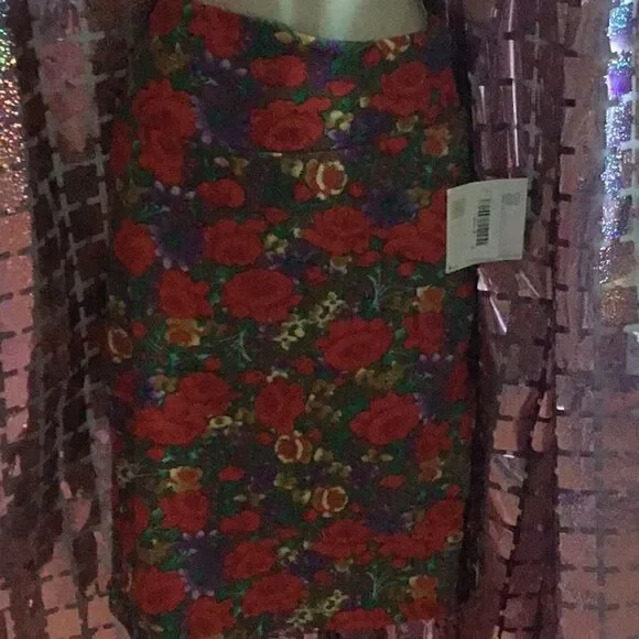 NWT LULAROE CASSIE skirt in vibrant rose design in size small - Picture 3 of 9